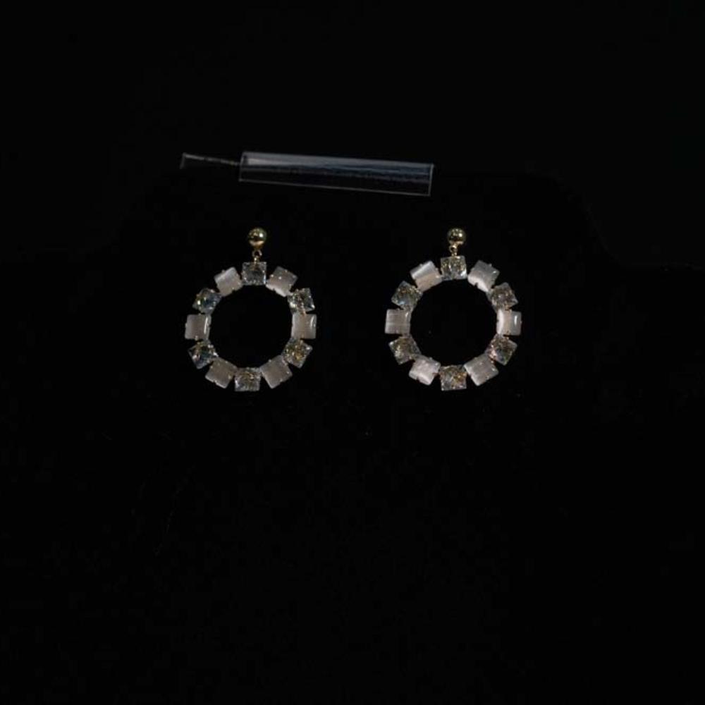 Elegant Gold and White Hoop Earrings